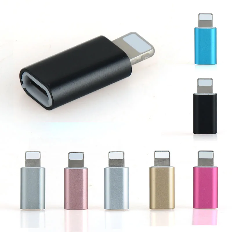 

Lots 10pcs Aluminum Shell Micro 5pin Female to 8 pin Male Usb Fast Charging Cable Converter Adapter For iPhone 5 5s 6 6s 7 plus