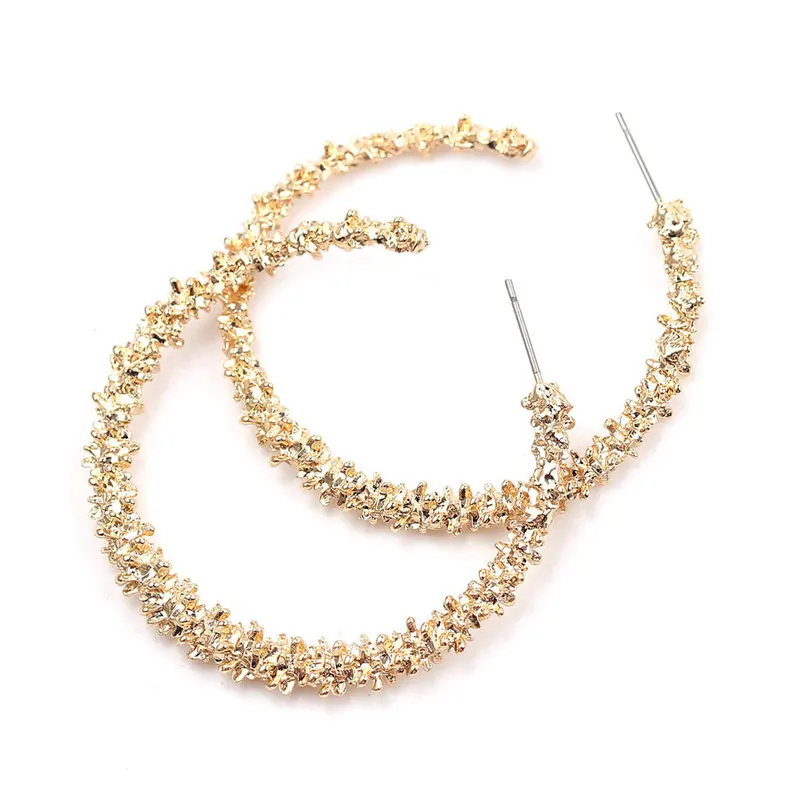 

Bohemia Hoop Gold Earrings For Women Golden Circular Drop Irregular Surface Jewelry For Women Wedding/Party Gifts Accessories