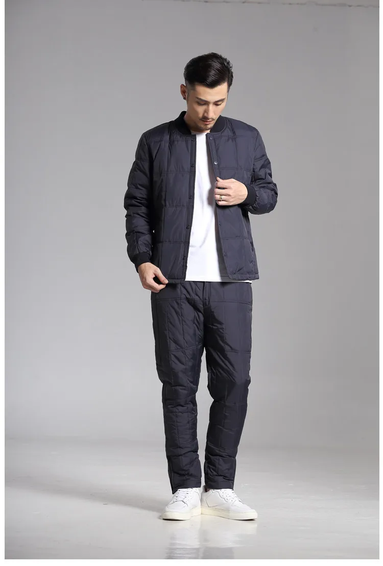 Зимние мужские пуховые штаны, уличные толстые белые пуховые штаны ...