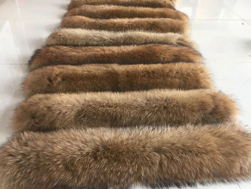 Real Fur Collar For Parkas Coats luxury Warm Natural Raccoon Scarf Women Large Fur Scarves Male Down jacket fur hat 75 70cm