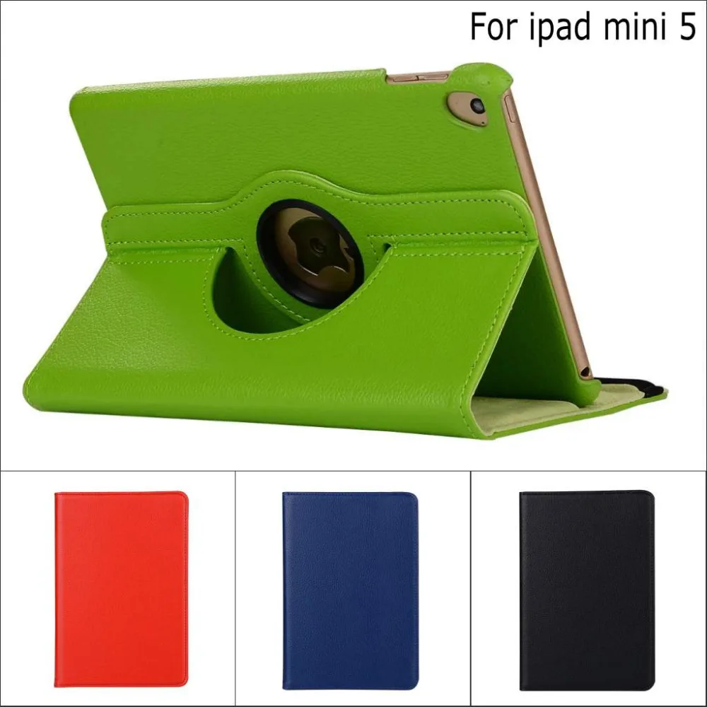 Cover For Ipad Mini 5 Solid 360 Rotating PU Leather Stand Holder Case