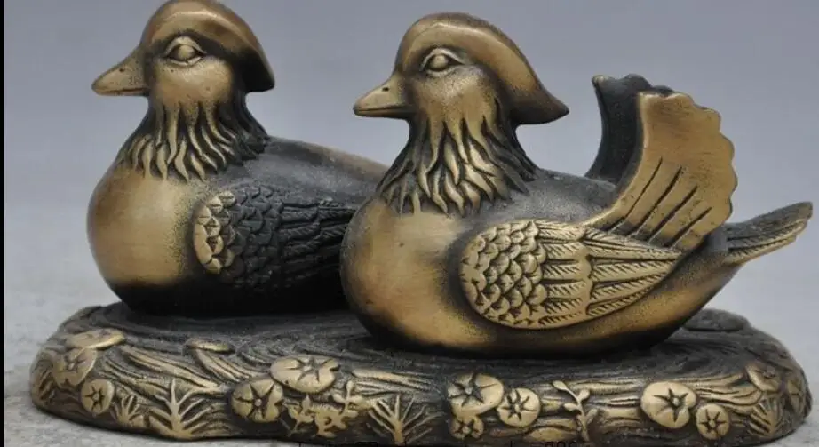 6292 30 De Réductionvieux Chinois Feng Shui Bronze Amour Pour Toutes Les Saisons Canard Mandarin Oiseau Statue Paire In Statues Et Sculptures From