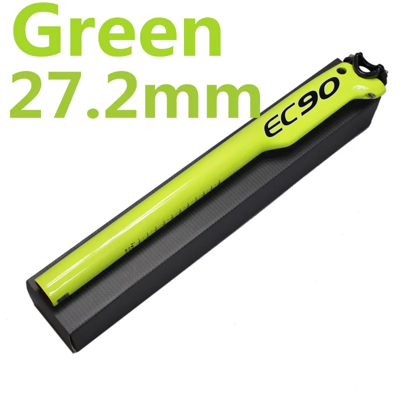Ec90 глянцевый полный карбоновый Подседельный штырь велосипед Mtb велосипед от Superleggera дорожный велосипед части ломающийся ветер подседельный штырь - Цвет: green 27.2 x 350mm