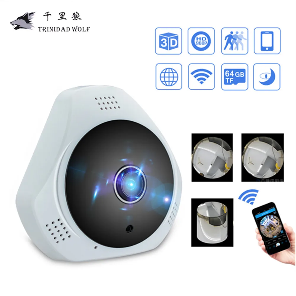 

960P 3D VR WI-FI Camera 360 Degree Panoramic IP Camera 1.3MP FIsheye Wireless Wifi Smart Camera Hand Cruise Motion Detection