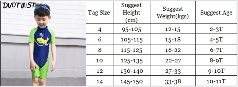 Dolphin Swimsuits Size Chart