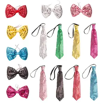 

LED Flashing Bow Tie Necktie Party Lights Sequins Glow Props Gathering Parties Decoration for Children Toys Colors Random