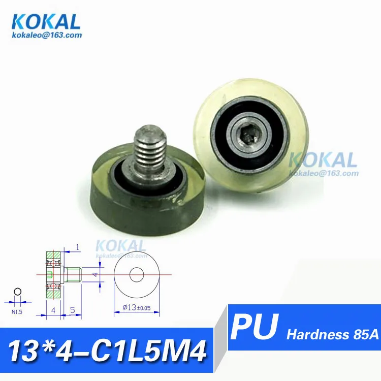 

[PU13*4-C1L5M4]Free Shipping 10pcs high quality TPU PU rubber screw shaft M4 cabinet roller wheel 4*13*4mm PU13*4