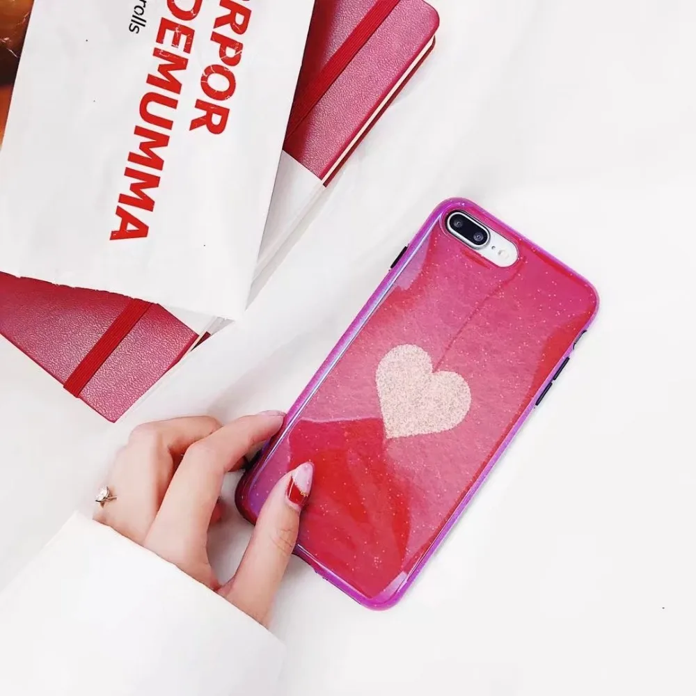 ORYKSZ For iphone x Case Love Heart Patterned Mirror Phone 6S 6 7 8 Plus Cover 3D Vintage Coque Capa Shell |