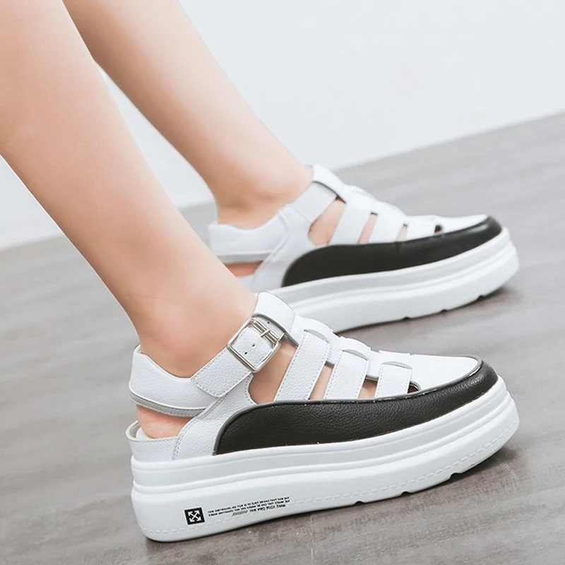 ها غراند جديد صنادل أرضية النساء الصيف حذاء مسطح امرأة زلة على الزواحف لينة أسفل السيدات عارضة أحذية مشي XWZ5990