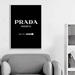 PRADA стены Книги по искусству холст картины Nordic Стиль модные Плакаты и принты черный, белый цвет декоративная картина современные украшения