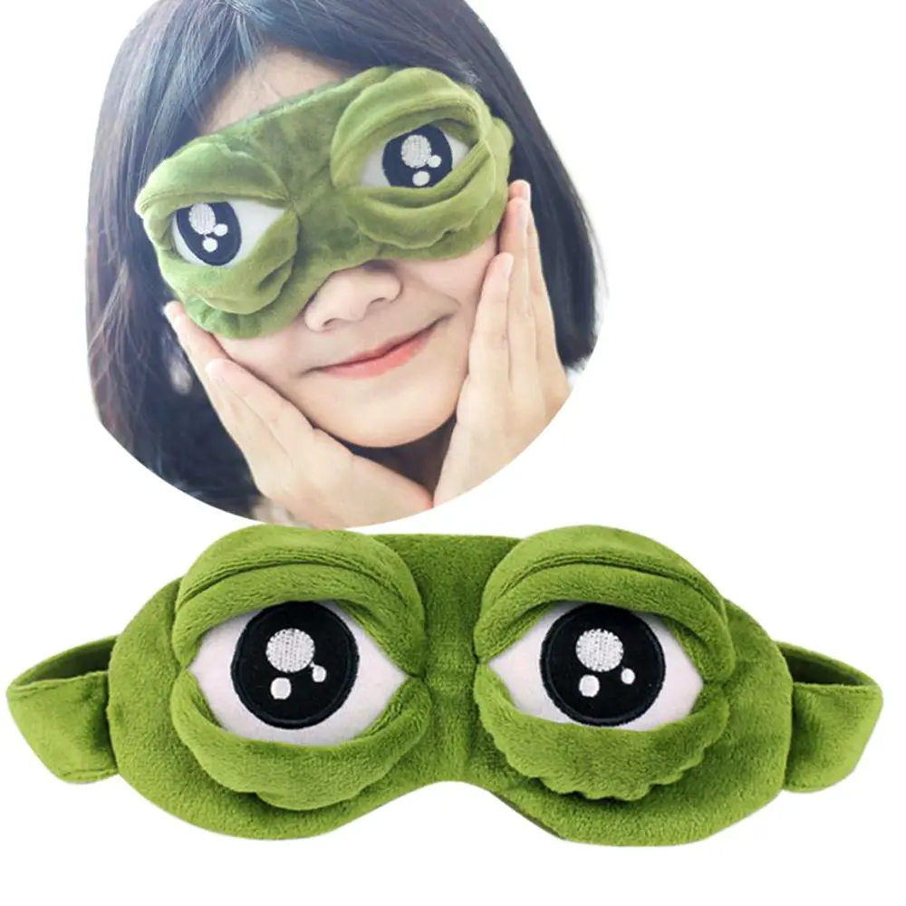 

1PC 3D Sad Frog Sleep Mask Rest Travel Relax Sleeping Aid Blindfold Cover Eye Patch Sleeping Mask Case Anime Cosplay Costumes