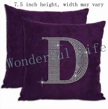 

YX Factory 2015 Hot Fix Rhinestone Design Iron On Heat Transfers D letters white crystal for T-shirt for pillow and cushion
