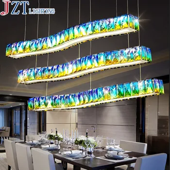 

M Modern Minimalist Creative Living Room K9 Crystal Pendant Light L70*W26cm Lamp Base Colorful Personality Bar Restaurant Lamps
