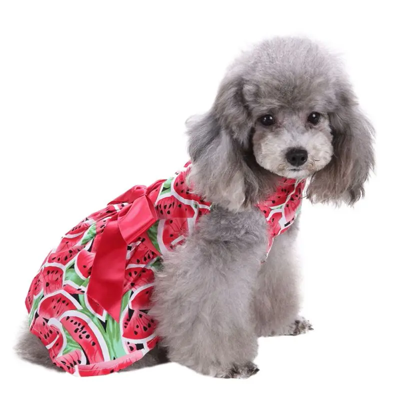 Pet Summer Clothes Floral Bow Princess Party Dress Small Pet Dog Skirt