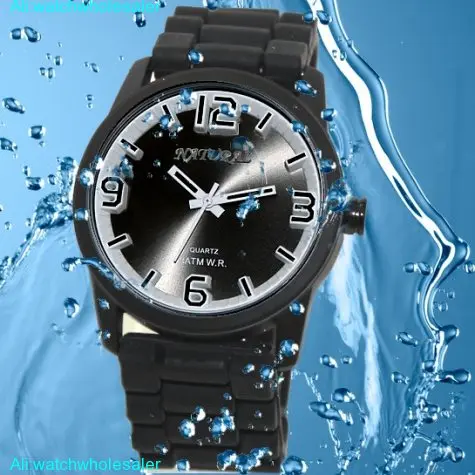 FW848A Water Resist Silicone Black Band Men Women 100% Tested 3ATM Fashion Watch