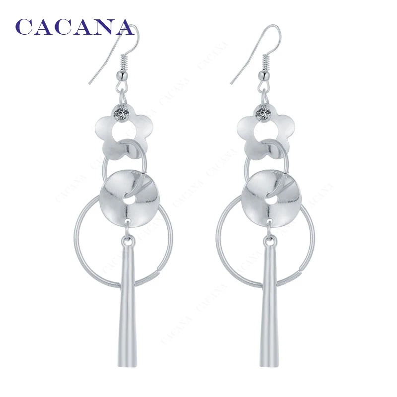 CACANA Dangle Long Earrings For Women Plum Flower With Round Top Quality Bijouterie Hot Sale No.A465 A466