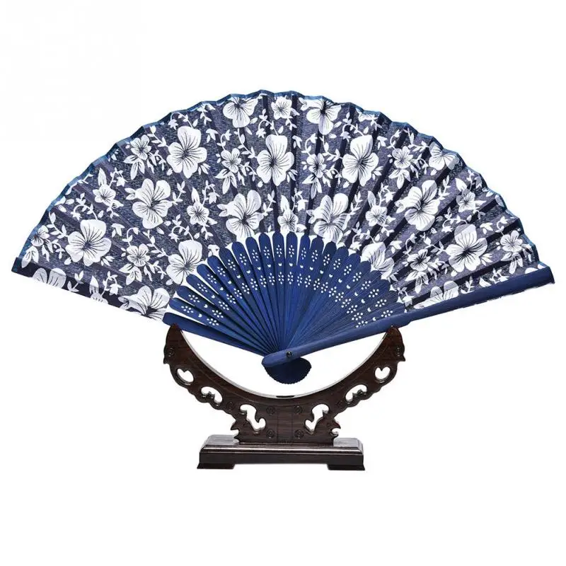 

Vintage Chinese Spun Silk Flower Folding Fan Printing Outdoor Dancing Festival Christmas Women Gift Flower Prints Cloth Fan*