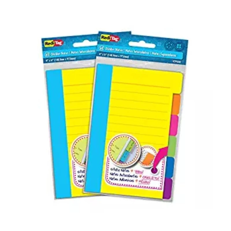 60 Sheets Assorted Neon Colors Ruled Notes Tabbed Self-Stick Lined Note Pad Divider Sticky Notes for School Office Supplies