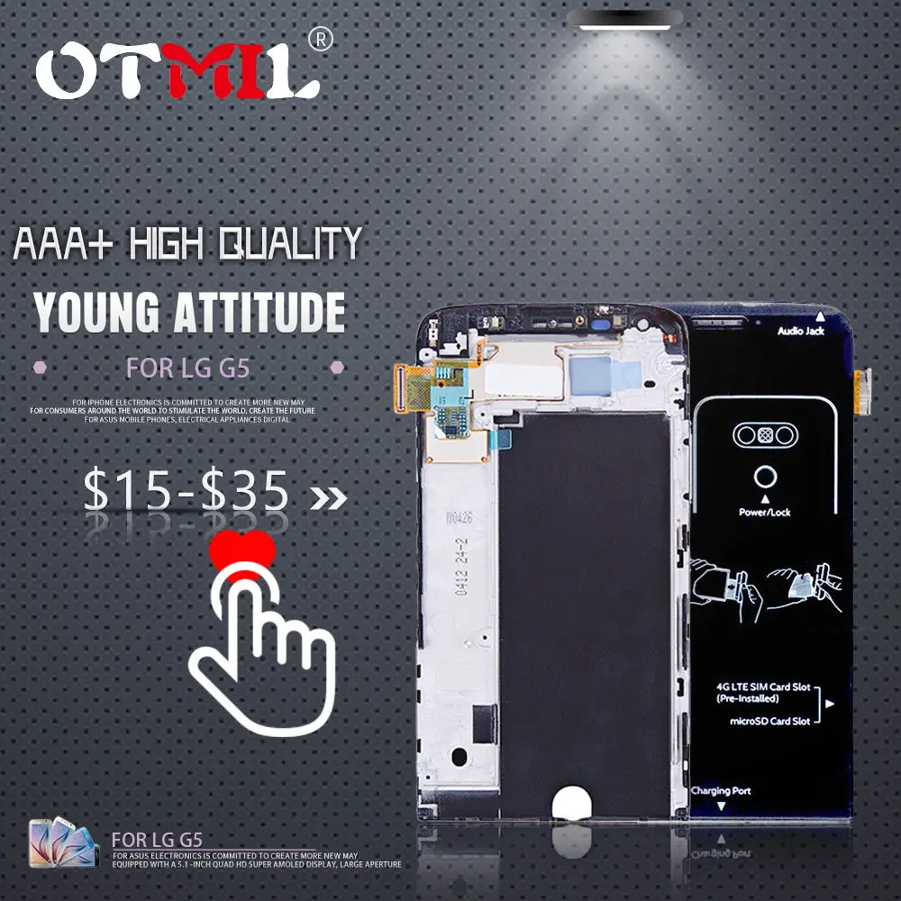 

OTMIL 5.3'' For LG G5 LCD Display Touch Screen with Frame Digitizer For LG G5 Display h850 h840 h860 h820 LCD #1