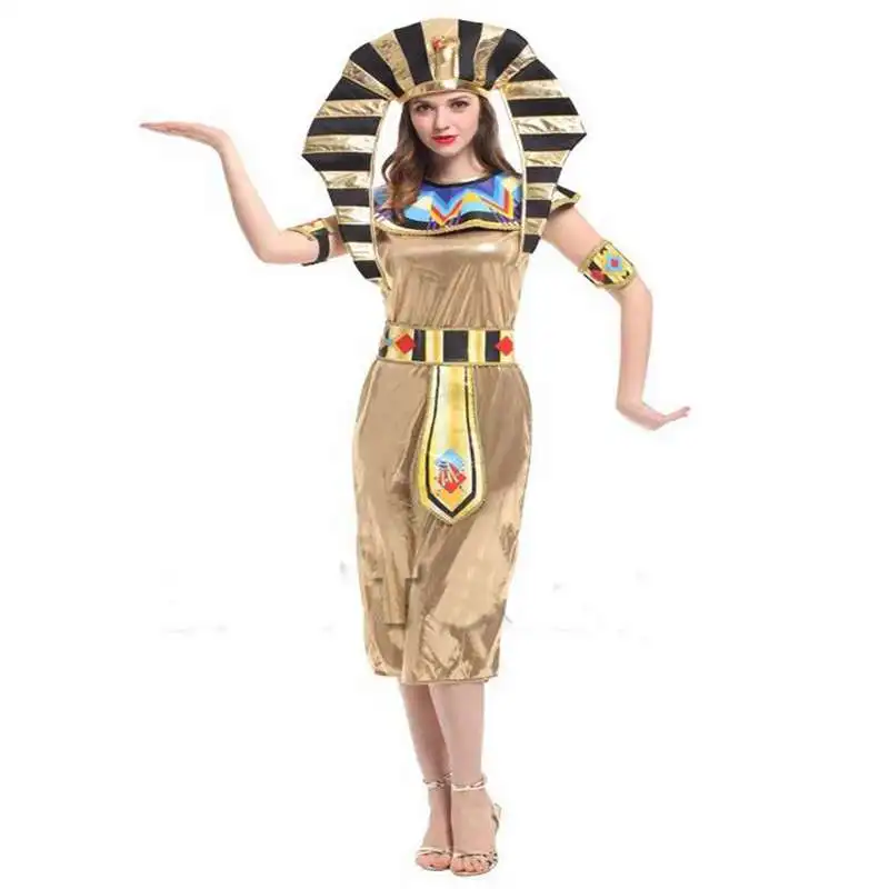 NuoNuoWell Halloween Party Costumes Golden Show Clothing Beautiful Queen Of Egypt Queen Cosplay