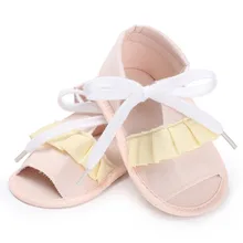 Модные детские сандалии летние новые хлопок Лоскутные повязки Нескользящие детская обувь Новорожденный инфантил мягкие Prewalkers