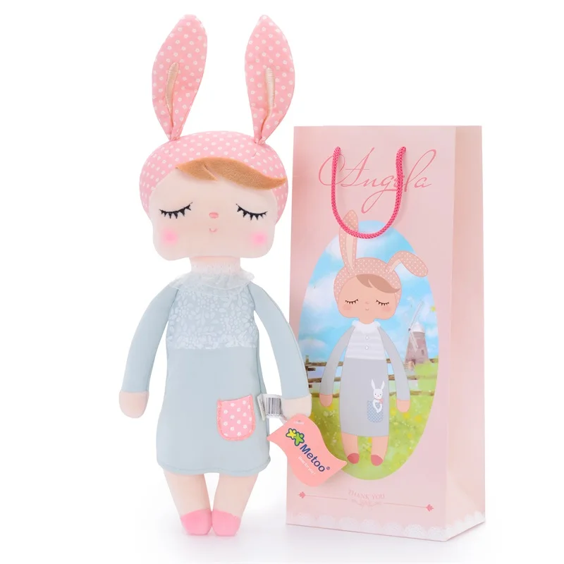 

with original box Metoo Plush Toys Angela Dolls Dreaming Girl Wear Pattern Skirt Plush Rabbit Stuffed Gift Toys for Kids