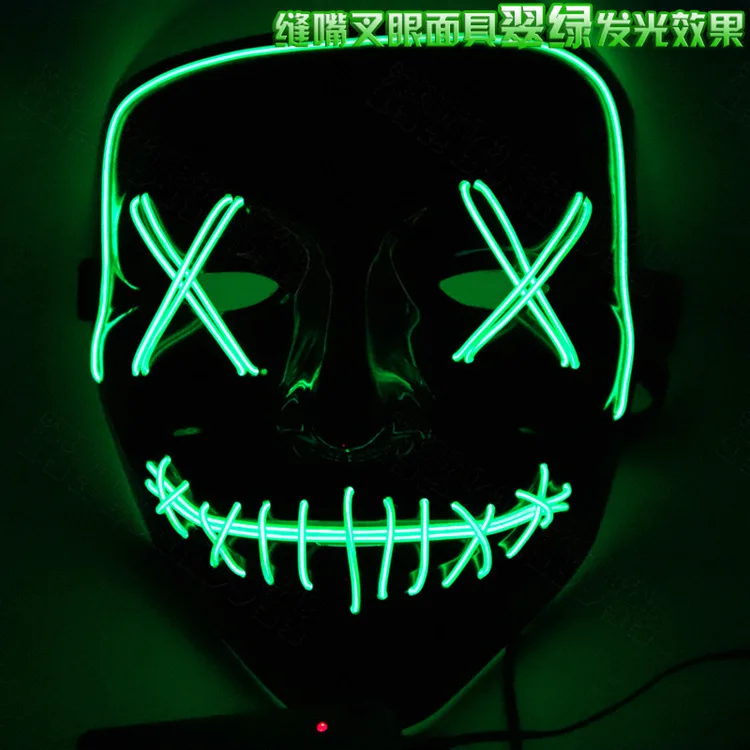 

100pcs/lot Halloween Costume Cosplay Masks LED Light Mask Up Funny Mask From The Purge Election Year Great for Festival Cosplay