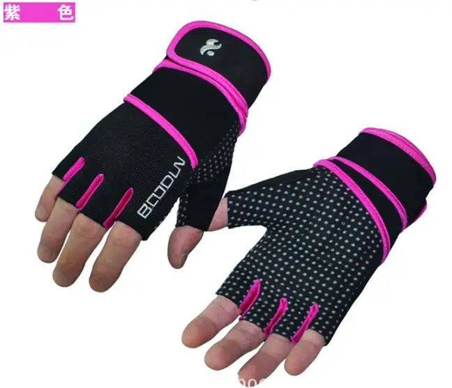 Полупальцевые фитнес-непромокаемые перчатки для тяжелой атлетики перчатки для пеших прогулок с защитой от запястья - Цвет: Черный