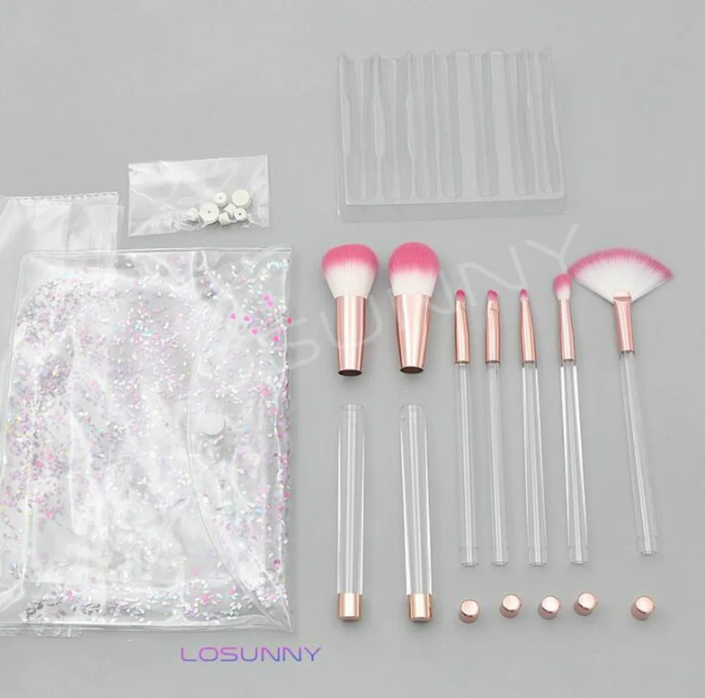 Conjuntos de Escova Tubos de Cristal Manual do Perfume Losunny Maquiagem Transparente Destacável Montagem Faça Você Mesmo Mão no 7 Pcs 10 7 LOSUNNY Pcs Maquiagem Conjuntos de Escova