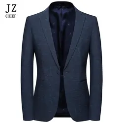 JZ CHIEF Повседневный Блейзер Masculino Slim Fit пиджак мужской блейзер с принтом куртка модный сценический Блейзер Элегантная куртка костюмы синий