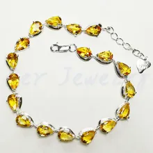 Браслет с цепочкой цитрин,, серебро 925 пробы для женщин или мужчин, 0.65ct* 18 шт, драгоценные камни#16030121