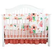 3 шт., розовая груша, румяна кораллового и розового цвета, детская кроватка с оборками, комплект белья, хлопковый комплект для маленьких девочек, включает наволочку, простыню, стеганое одеяло