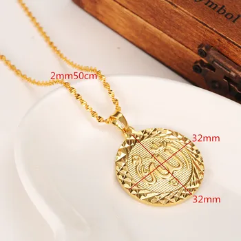 

Classic Arabic Muslim Jewelry Wholesale 14 k Yellow Solid Gold FINISH Round Shape Allah Pendants Necklaces For Women men's