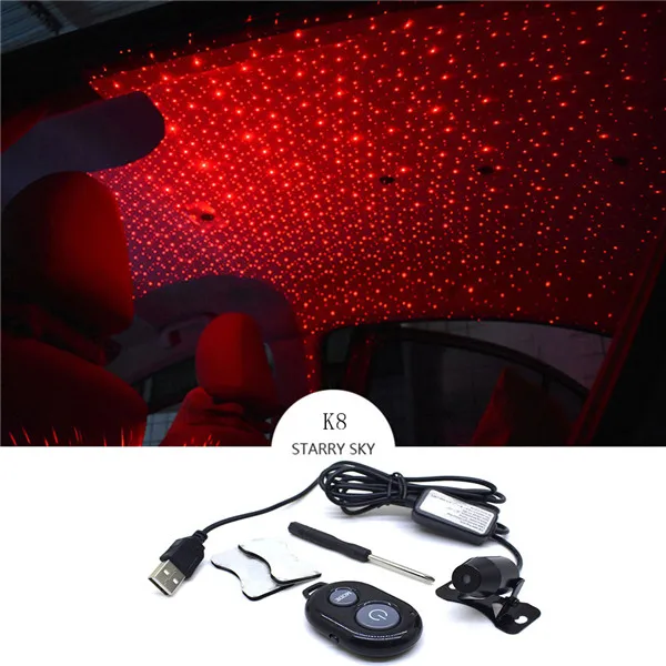 Автомобильный светодиодный атмосферный метеоритный свет Внутренний USB небо звездный потолок проекционный светильник - Испускаемый цвет: C