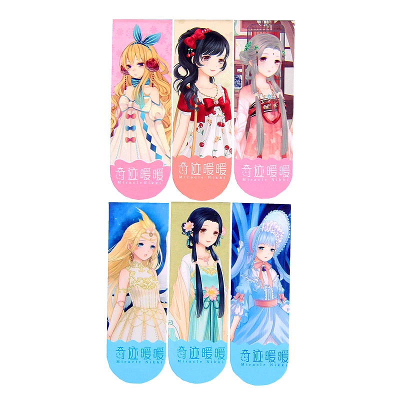 6 шт./компл. двусторонний мультфильм maidservant Miracle Nikki Закладка магнит закладки для