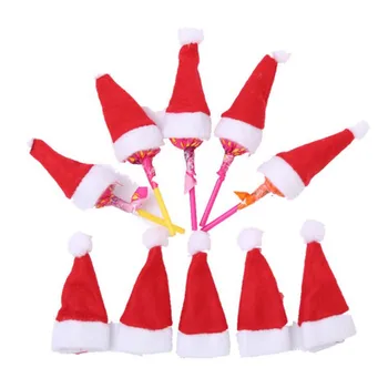 

6Pcs Mini Christmas Hat Santa Claus Hats Xmas Lollipop Candy Wedding Gift Caps Christmas Tree Home Ornament Decor Ornament40%off