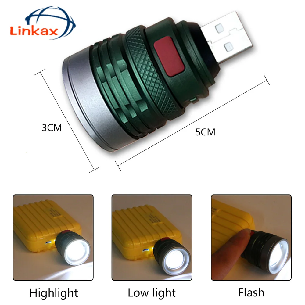 

Ultra Bright Portable USB Flashlight mini zoomable 3 modes USB Flash light torch lanterna Power by USB interface power bank