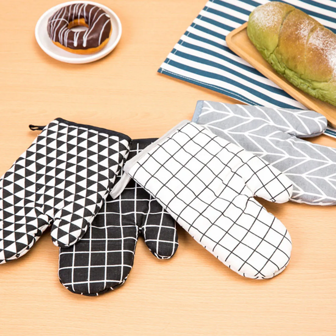 Nice 1Pcs Cotton Oven Glove Heatproof Mitten Kitchen Cooking Microwave