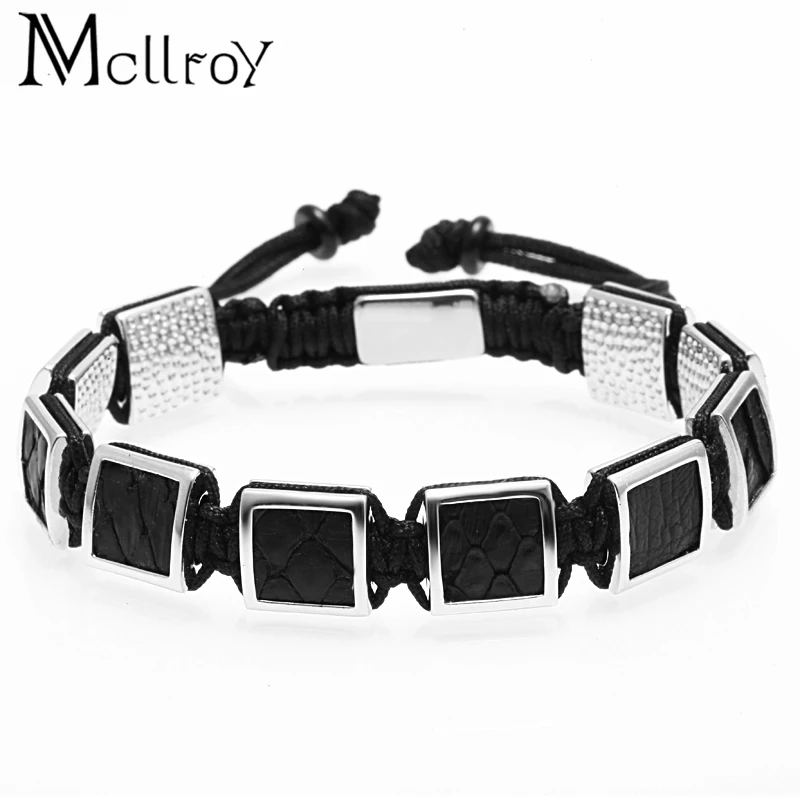 

Mcllroy Charm bracelet men copper inlay Snakeskin braiding bracelet fashion male female couple bracelets & bangles bileklik gift