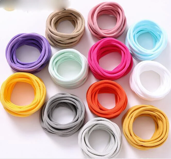 

100pc/lot Super Soft thin skinny Nylon Headbands Elastic Hairband 6mm Width Children Girls kids DIY headband hair accessories