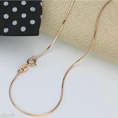 

New Pure 18K Rose Gold Necklace Women's Snake Chain Au750 2.5-3g 18