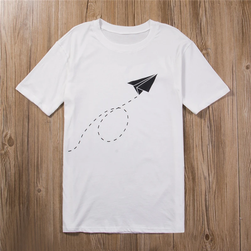 Fashion New Cotton Print Men T shirt Paper Planes Funny White Black ...