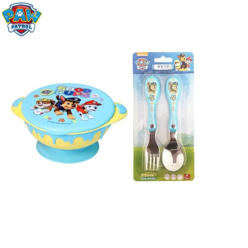 

Genuine Paw patrol Wholesale Portable 304 Stainless Steel Dinnerware Sets include Folk spoon + bowl for Children kids toy gift