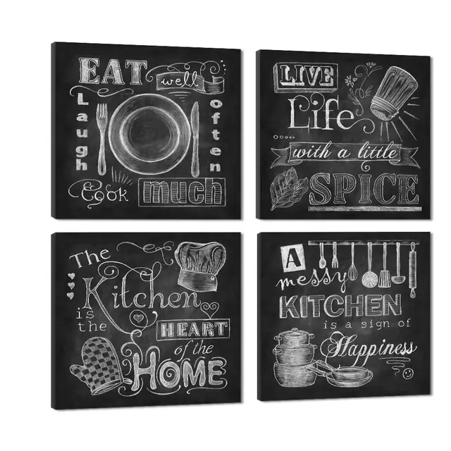 Wall Art Abstract Chalkboard Kitchen Signs Canvas Prints Cook