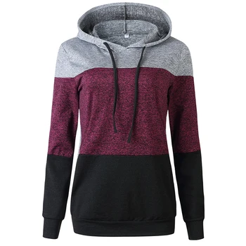 

Autumn Winter Women Patchwork Long Sleeve Casual Fashion Slim Hoodies Female Sportswear High Street Hooded Sweatshirt SJ3736E