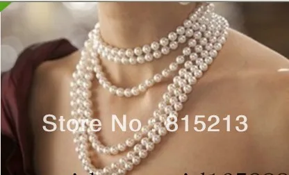 

FREE SHIPPING>>>@@ > N50 AAA 8-9mm White Akoya Cultured Pearl Necklace 80inch