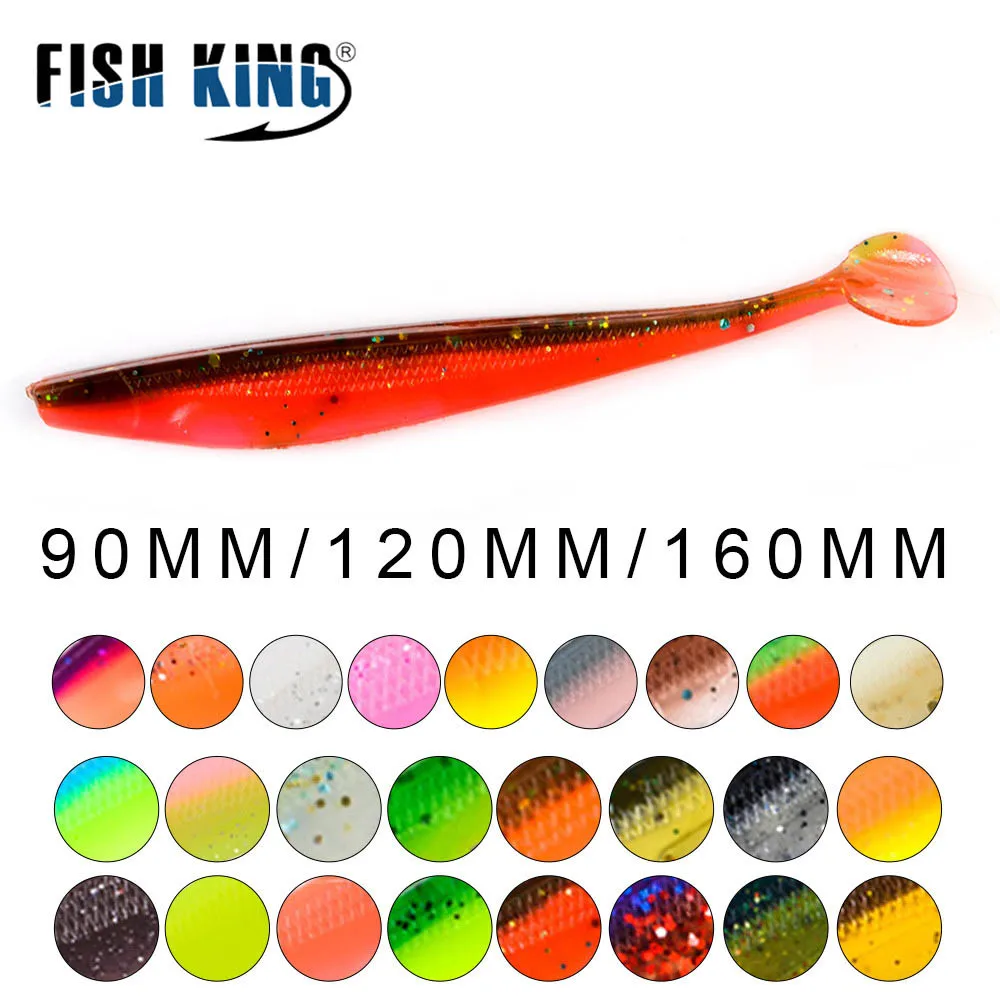 

FISH KING Fishing Lures Soft Bait 90mm 120mm 160mm Swimbait Craws Impact T Tail Soft Lures Fishing Bass Bait Panfish Carp