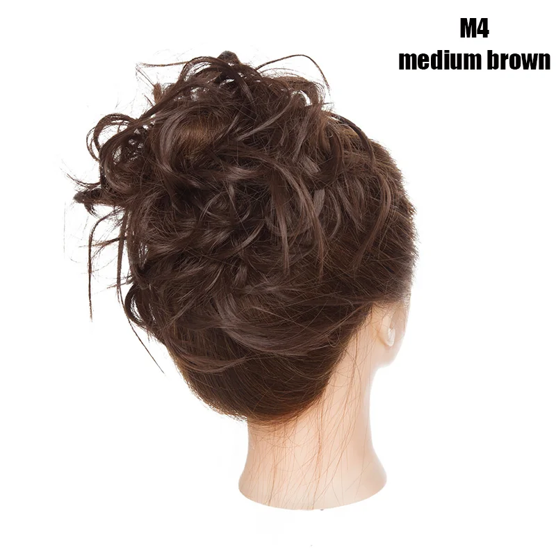 S-noilite, 45 г, синтетические волосы для наращивания, женские шиньоны с резиновой лентой, шиньоны для пончиков, шиньоны для волос, пучок для волос, конский хвост, черный, коричневый - Цвет: medium brown