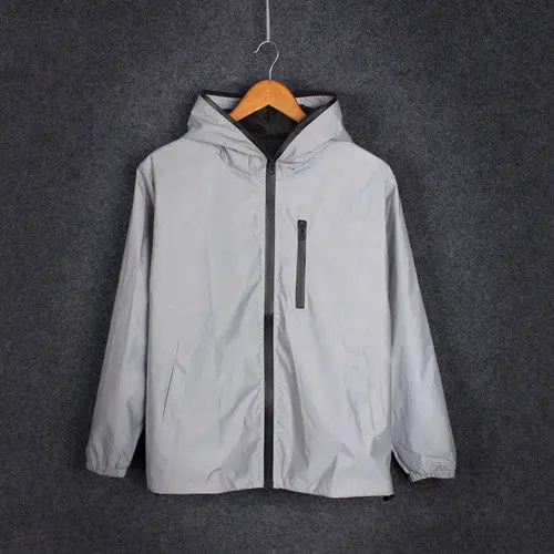 Uplzcoo полная Светоотражающая куртка для мужчин/женщин harajuku ветровка куртки с капюшоном хип-хоп Уличная Ночная блестящая молния пальто JA244 - Цвет: Full reflective