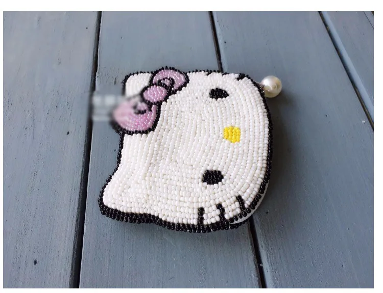 ensso hello kitty Кошелек для монет Розовый картонный Кошелек для монет Hello-Kitty Сумка через плечо милые сумки с бисером Милая Детская сумка с бантами